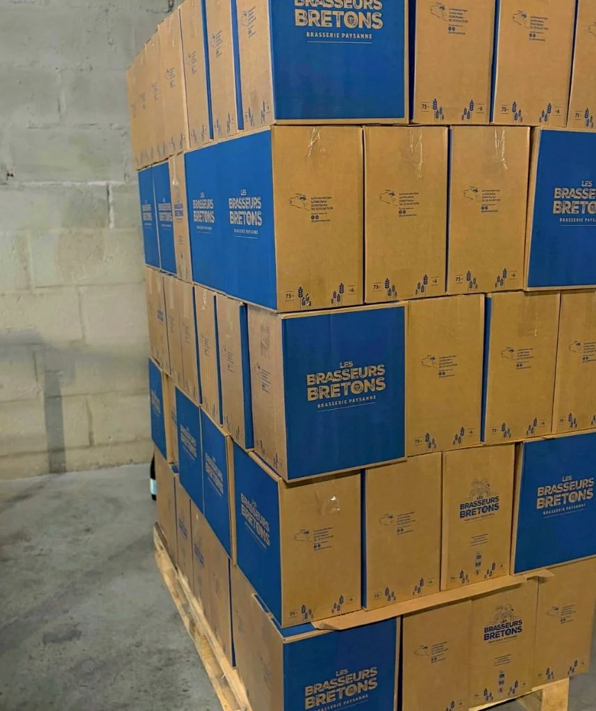 Caisse carton sur mesure conçue pour six bouteilles de bière 75 cl au format original